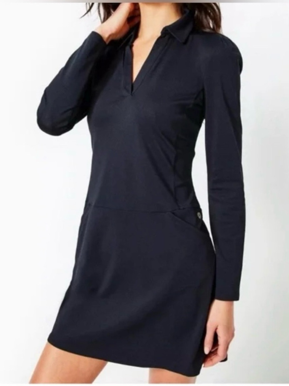 Lilly Pulitzer Brickell dress onyx Black Long-Sleeve Polo Dress - Women's